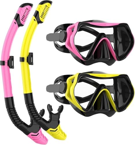 Snorkel Set Adults, JRing Snorkel Set with Anti Fog Goggles Dry Snorkel