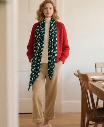 Style Slice Floral Feather Evening Scarf for Women, Foil Shawl Wrap — view 2