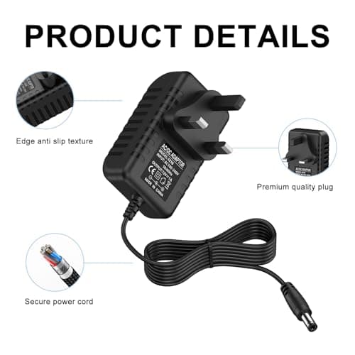 12V 1A Power Supply Adapter, AC Adapter 100-240V to 12v DC Power Adapter Driver Transformer Universal for LED Strip Lights, Router, CCTV Camera, Monitor, ADSL Cats Etc (Black) — view 4