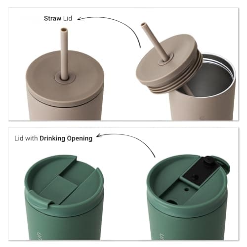 VINSUN Travel Mug with Straw 480ml, Leak-Proof Stainless Steel Thermal Mug — view 2