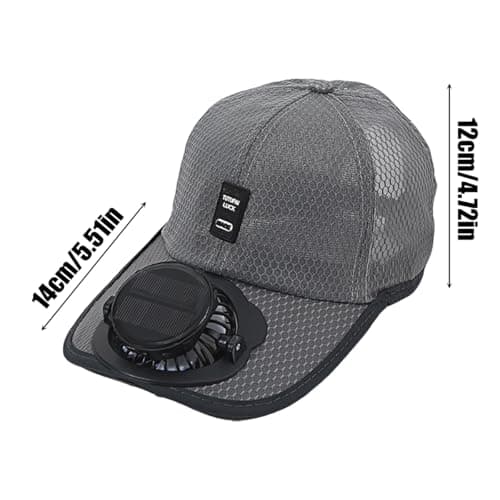 Solar Rechargeable Baseball Cap Built in USB 3 Speed Fan Solar Powered Breathable Lightweight Headwear for Outdoor Hiking Camping Travel Summer Use (Light Gray) — view 2