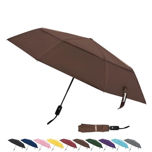 TradMall Travel Umbrella 42/45 Inches Double Vented Canopy, Brown, 45 Inches, Classic