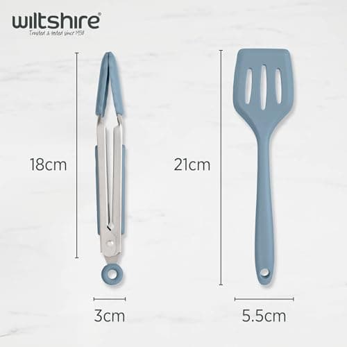 Wiltshire Silicone Mini Kitchen Tongs & Turner, Set of 2, Petrol Blue — view 3