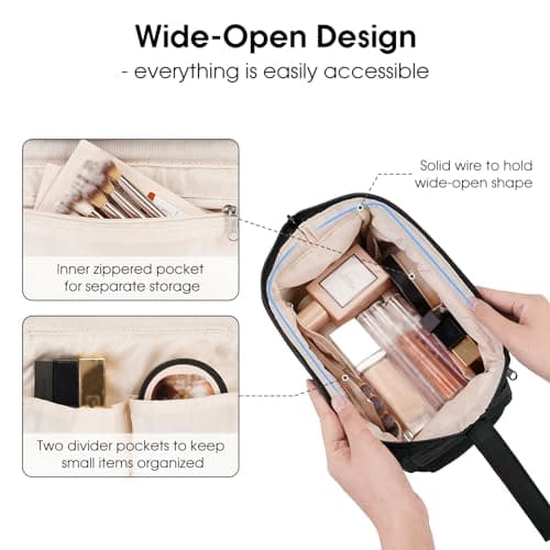 Narwey Makeup Bag, Travel Toiletry Bag, Wide-Open Wash Bag for Women — view 2