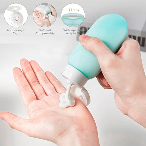 Travel Bottles for Toiletries,12 Pcs Silicone Travel Bottles Containers with Waterproof Bag Squeezable Travel Accessories for Lotion Shampoo Conditioner Skincare Cosmetics — view 4