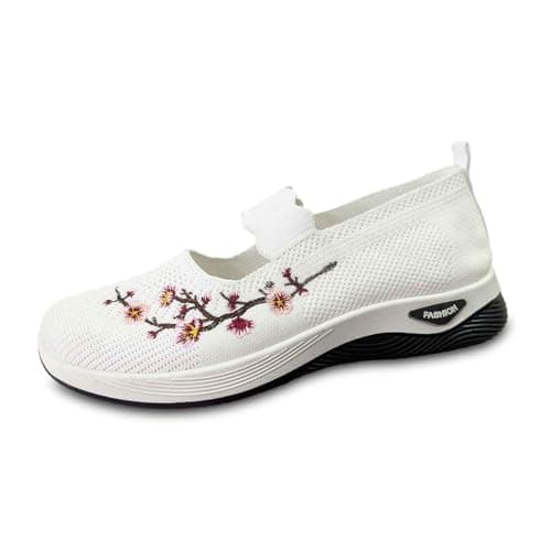 Walking Shoes Women's Lightweight Width H Mesh Orthopaedic Barefoot Shoes Embroidered Design Trainers Summer Breathable Memory Foam Sports Shoes Sports Shoes Comfortable Outdoor Summer Shoes Trainers