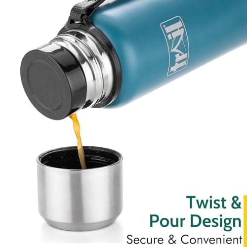 Trail Vacuum Flask with Strap, Camping & Travel, 1000ml, Teal — view 3