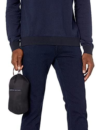Tommy Hilfiger Men's Lightweight Down Alternative Packable Puffer Jacket Coat, Black, L — view 3