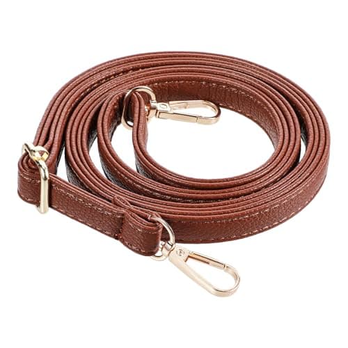 Telooco Purse Strap Replacement 85-150cm Adjustable Leather Belt for Purse Crossbody Bag Handbags (Brown Strap, Gold Buckle)
