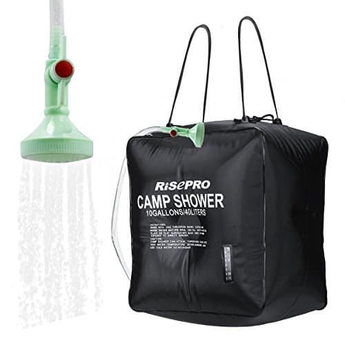 RISEPRO Solar Shower Bag 40L 10 gallons Solar Heating Camping Outdoor Shower Bag with Temperature Hot Water 45°C Hiking Climbing Picnic Beach