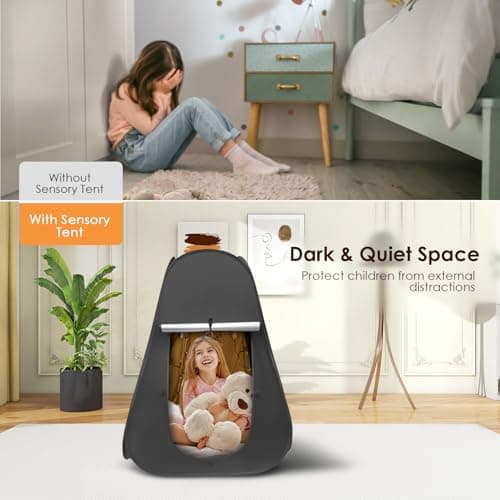 Neulriscn Sensory Tent, Pop Up Tent for Autism Kids, Calming Down Sensory Den for Autistic Children, Blackout Calm Corner for Anxiety Relief with Travel Carry Bag, Play and Relax Black Out Corner — view 3