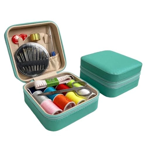 Portable Sewing Kit for Adults, Travel Sewing Supplies with Needles, Colorful Thread, Scissors, Thimble & Mini Sewing-Box for Home & Travel Emergency