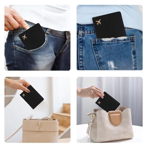 kwinfei 3PCS Passport Holder Cover for Women and Men,PU Leather Travel Document Holder Case with Snap Button Closure, Passport Cover for Boarding Pass, ID Card, Credit Cards,Compact Protector Wallet — view 6