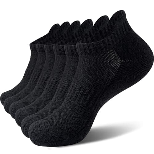 Josnown Men’s Trainer Socks 6 Pack – Cushioned Running & Gym Ankle Socks