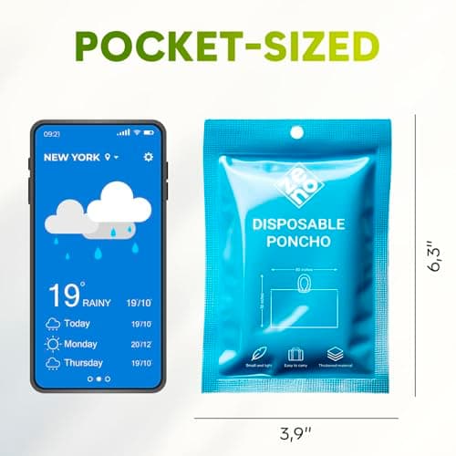 ZENO Rain Poncho Waterproof Adult - Festival Poncho - Waterproof, Disposable, Clear with Hood - Emergency Rain coat for Hiking, Cycling, Camping, Concert - Pack of 4 — view 4