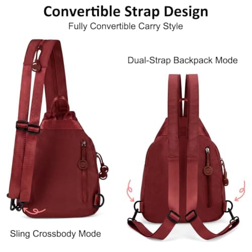 AUAUY 3 in 1 Anti-Theft Travel Tote Bag, Waterproof Oxford, Red — view 4