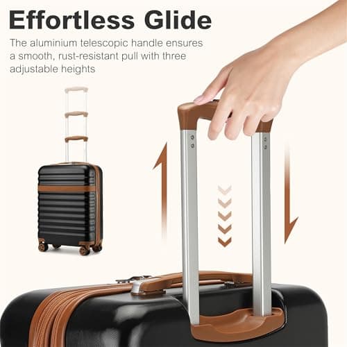 Kono Medium Suitcase 24 Inch Expandable Hardshell Luggage (Black/Brown) — view 4