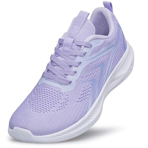 HOIYHEK Wide Fit Trainers for Women Wide Toe Box Shoes Womens Lightweight Breathable Mesh Footwear Running Shoes Non-Slip Comfort Walking for Gym Walking Dark Purple Size 8