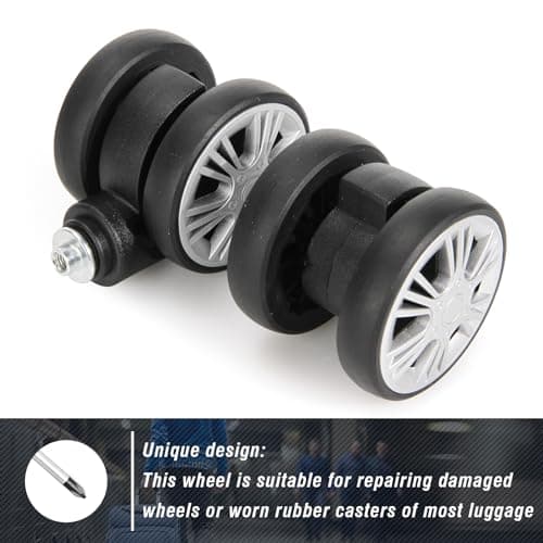 Zoofen Luggage Wheels Replacement 4 pcs Suitcase Replacement Wheels Wear-Resistant Spinner Wheels for Most Suitcase Repair, Silver, 55 mm, Zln-5 — view 6