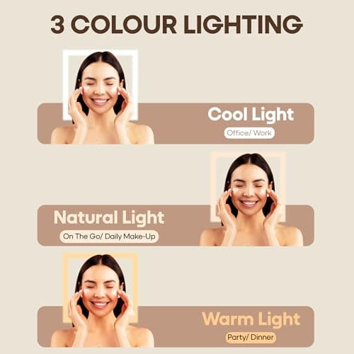 Sorbay Rechargeable Travel Mirror With Light Up Camping Portable Mirror With Lights Touch Make Up Compact Mirrors LED Folding Makeup Mirrors with 3 Color Lighting & Adjustable Brightness (UK BRAND) — view 4
