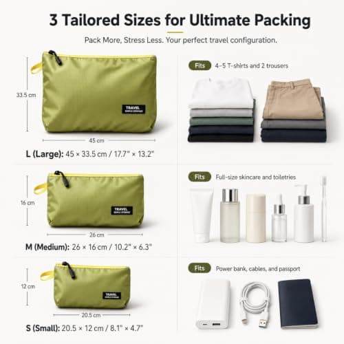 3pcs Lightweight Toiletry Bags for Travel, Travel Essentials Wash Bag Set — view 3