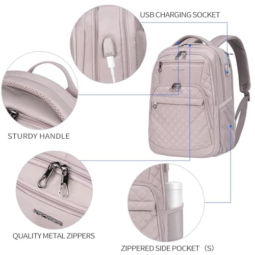 KROSER Laptop Backpack Computer Backpack Water-Repellent DaypackDusty Pink — view 3