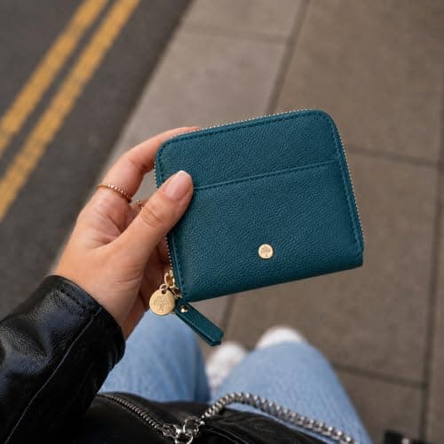 Small Purses for Women Faux Leather RFID Multi-Slot Card Wallet (Teal) — view 6