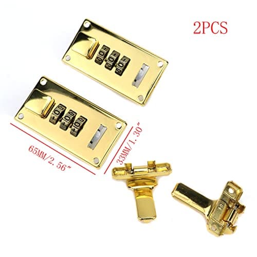 Mewutal 2pcs Luggage Combination Lock, Toolbox Hasp with Combination Lock, 3 Digit Password Lock (Gold) — view 3