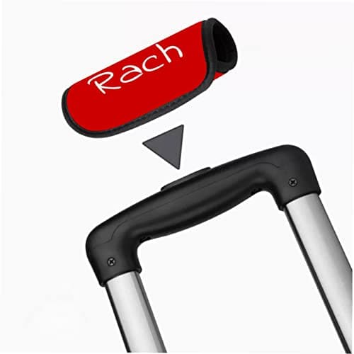 Nametape Express - Luggage Handle Wrap/Cover for Suitcase/bags Grip/Case Identifier perfect for travel Neoprene Wrap printed with name Luggage Tag (Red, Twin Pack) — view 3