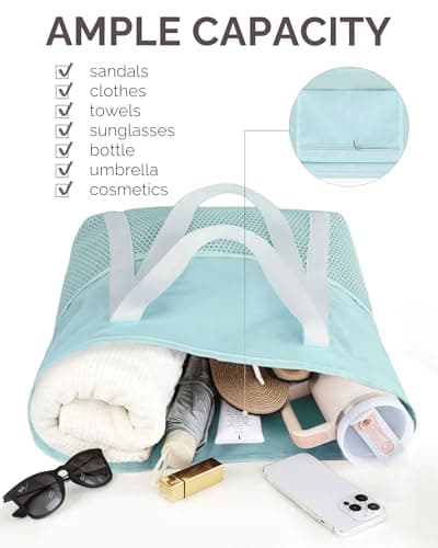 HOMESPON Beach Bag Large Waterproof Tote for Women with Zipper — view 6