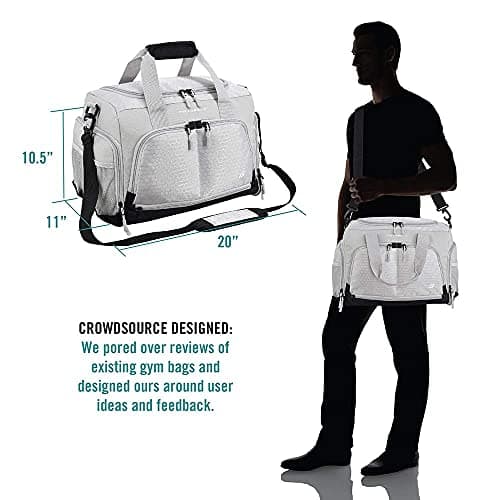 Ultimate 2.0 Gym Bag - Durable Travel Bag Designed by Crowdsource with 10 Handy Compartments Including a Water Resistant Carry Case, Silver, Small (15"), Holdall — view 6