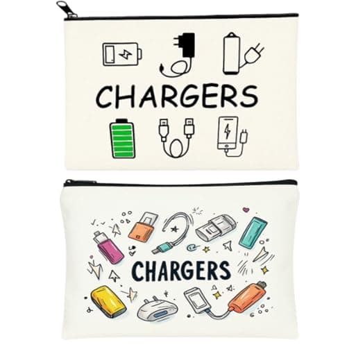 Charger Bag, Travel Charger Organizer, 2 Pack USB Cable Storage Pouch, Compact Design for Easy Packing, 22 x 16 cm