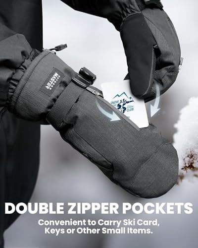 OutdoorMaster Ski Snow Mittens for Women & Men, Thermal Snowboard Ski Glove — view 6