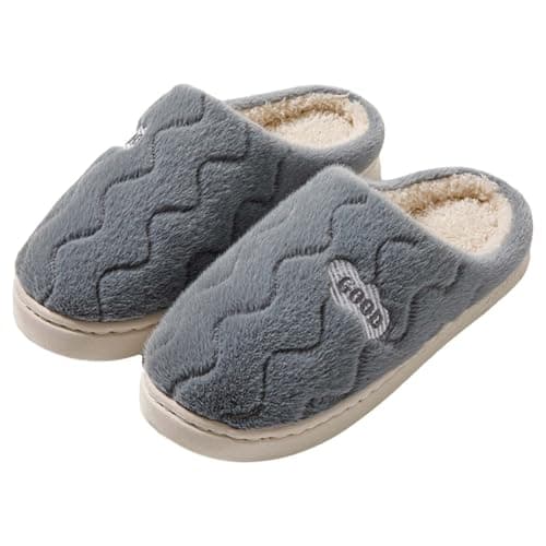 DFSDJEUW bedroom slippers womens Plantar Fasciitis Slippers for Women Couple Leisure Plush Flat Plush Fashion Ladies Warm Wide Fit travel slipper womens Grey 8
