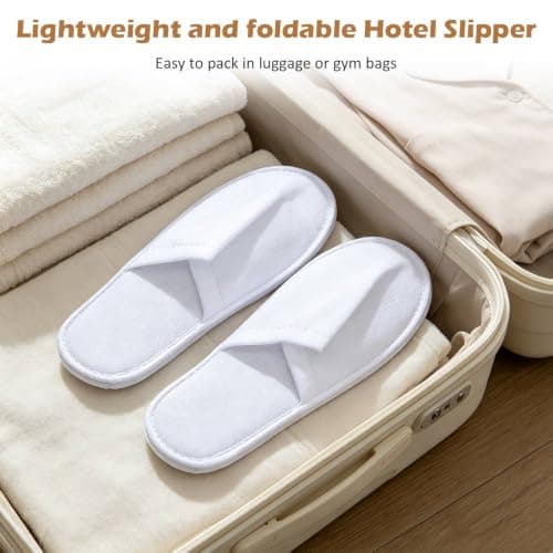 Hotel Slippers, 20 Pairs White Closed Toe Guest Slippers, EVA Sole — view 3