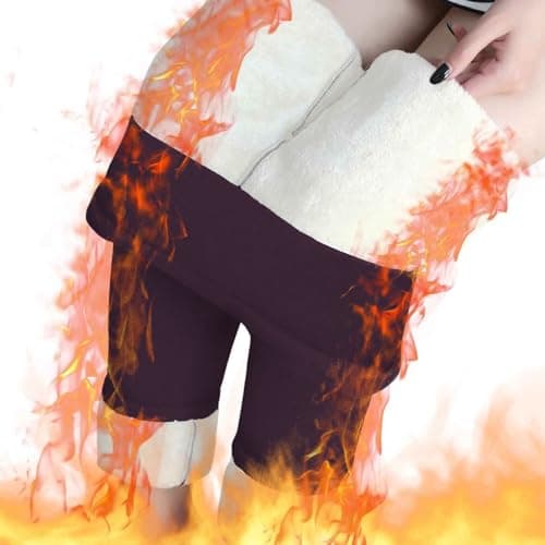 Thermal Leggings Women with Pockets High Waist Thermal Leggings with Pockets Long Winter Warm Tummy Control Yoga Fitness Stretchy Pants Trousers Outdoor Travel Hiking Camping Skiing Rose Gold — view 2