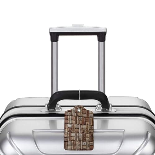 FEYUNYAN Leather Luggage Tags with Privacy Flap, 1 Pcs Travel Id Bag Tags, Wine Cork, Waterproof Suitcase Name Badge Holders with Stainless Steel Loop for Travel, Backpack, Luggage Identification — view 5