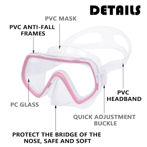 DAVBNM Snorkel Mask for Kids, Swimming Goggles with Nose Cover, No Leak 180° View Diving Mask with Nose Clip and Earplugs, Scuba Diving Goggles Anti-Fog for Children Aged 4-15 — view 3