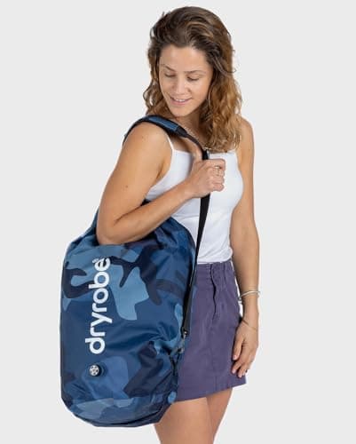 Dryrobe Travel Compression Bag - Large Compact Waterproof Bag for Travel & Sports Storage - Wet Bags for Swimming/Surfing/OCR - Stuff Sack for Wet Clothes with Roll Up Closure - 33 L (Blue/Camo) — view 4