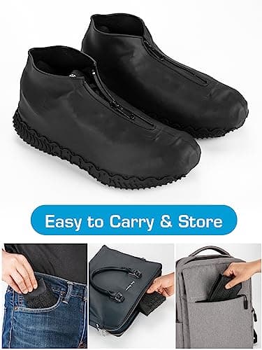 Zbksywa Waterproof Shoe Covers for Rain Silicone Overshoes with Zipper Non-Slip Galoshes for Men and Women — view 5