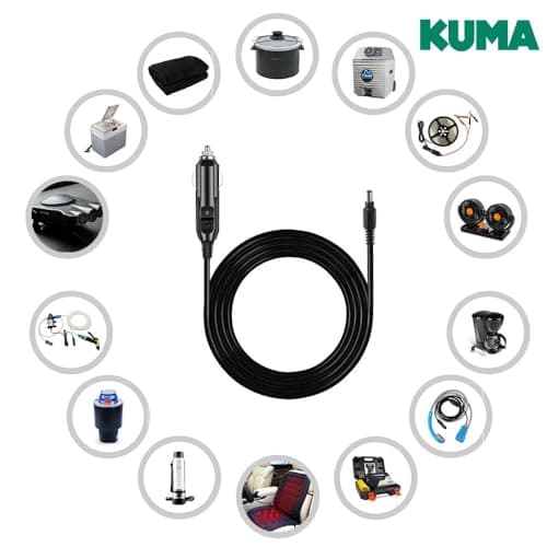 KUMA 12v TV Power Lead Supply Adaptor for Motorhome Campervan Caravan - Car Cigarette Lighter Socket Plug Adapter Charger for Television Satellite Navigation GPS DashCam - 12 volts Cig Extension Cable — view 5