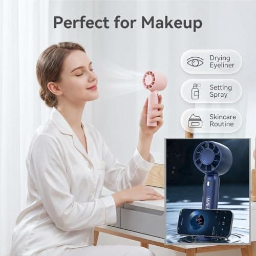 dididudi 3 Pack Mini Handheld Fan, USB Rechargeable Personal Portable Fan with Detachable Base, 3 Wind Speed Small Cooling Fan for Travel, Office, Makeup, Outdoor Camping — view 3