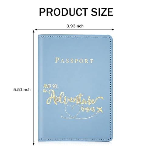 FUZVOL Passport Holder PU Leather Passport Cards Cover for Documents, Passport Wallet for Credit Card, Business Cards, Money, Travel Wallet Women & Men Travel Boarding Accessories, Blue — view 2