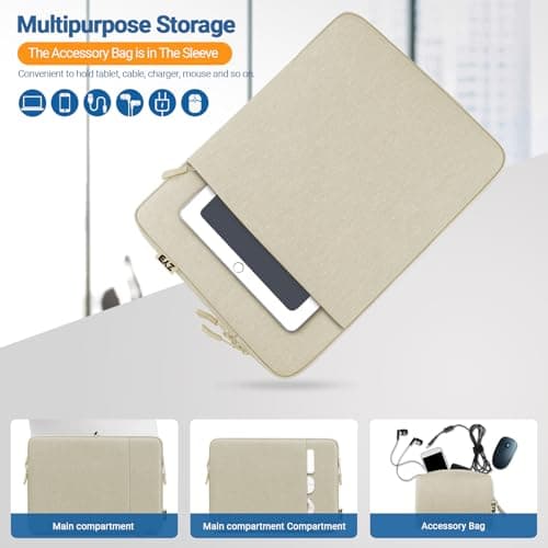 ZYB 16 Inch Laptop Sleeve Case,Shockproof Waterproof Notebook Case 16 Inch for 2021-2026 MacBook Pro 16 M5 M4 M3 M2 M1,16" Laptop Lenovo ThinkBook/IdeaPad HP Dell ASUS Acer Chromebook etc-Beige — view 6