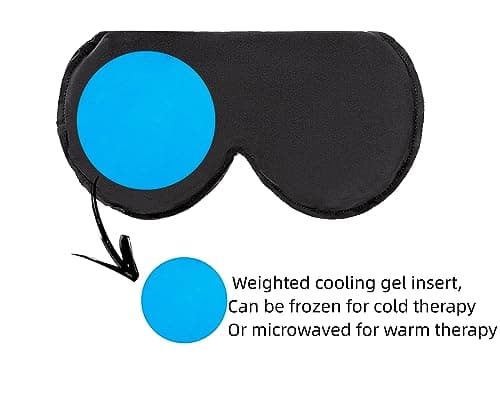 ALASKA BEAR Sleep Mask Cooling & Heated Weighted Gel Compress Cotton & Silk Sleeping Eye Shades Cold & Hot for Pain Relief, 2 Pack (Black &Pink) — view 3