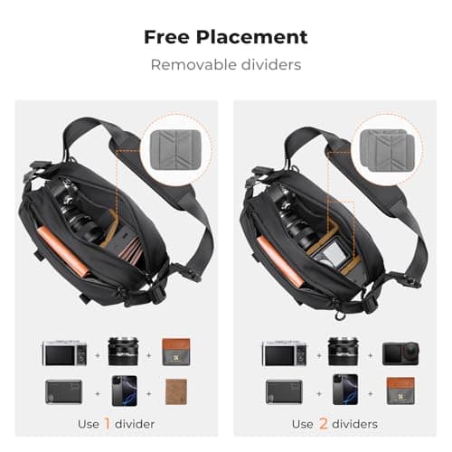 K&F CONCEPT Camera Sling Bag, Camera Bag for DSLR and Lenses(Black-S,Small) — view 3