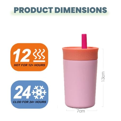ZHUIYIWIN Insulated Stainless Steel Tumbler 12oz with Silicone Straw Lid, Leakproof Travel Coffee Cup, Double Wall Vacuum Insulated Tumbler for Hot & Cold Drinks, Reusable Car & Desk Cup (Pink) — view 3