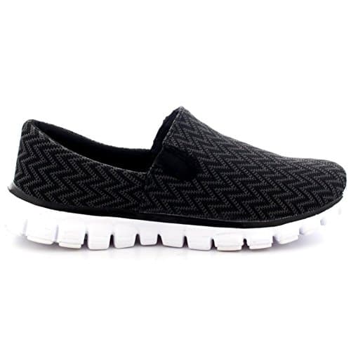 Get Fit Women’s Slip-On Walking Shoes - Lightweight Breathable Trainers with Memory Foam - Casual Work Sneakers - Comfortable Gym, Travel & Everyday Wear - Black/White - UK4/EU39 — view 5