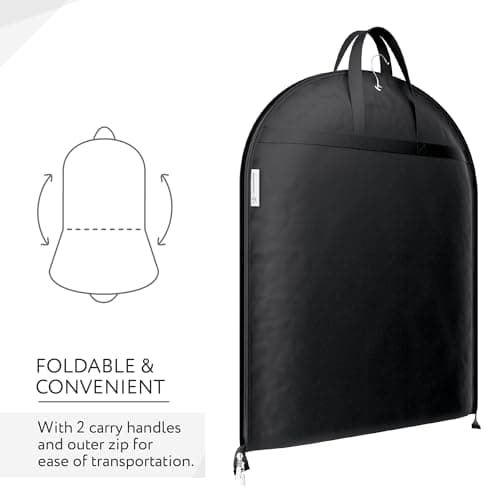 Hangerworld 54 Inch Zipped Black Suit Cover Travel Carrier Bag with Handles – Full-Length Zip and Secure Closure for On-The-Go — view 3
