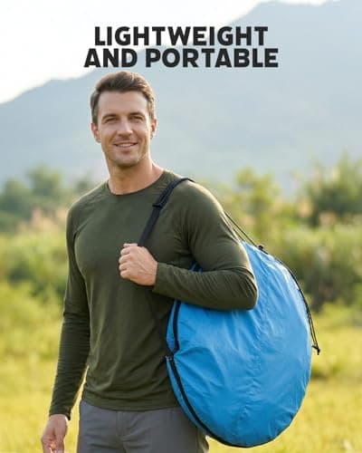 Maraiss Instant Setup Pop Up Tent, Double Doors & Windows, Lightweight Waterproof Sun-Proof Foldable Tent for Outdoor Beach, 2 Man Tent Hiking, Backpacking & Family Camping Light Blue — view 6